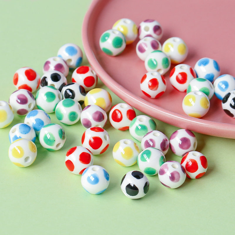Wholesale 30pcs Color Big Wave Ceramic Round Beads